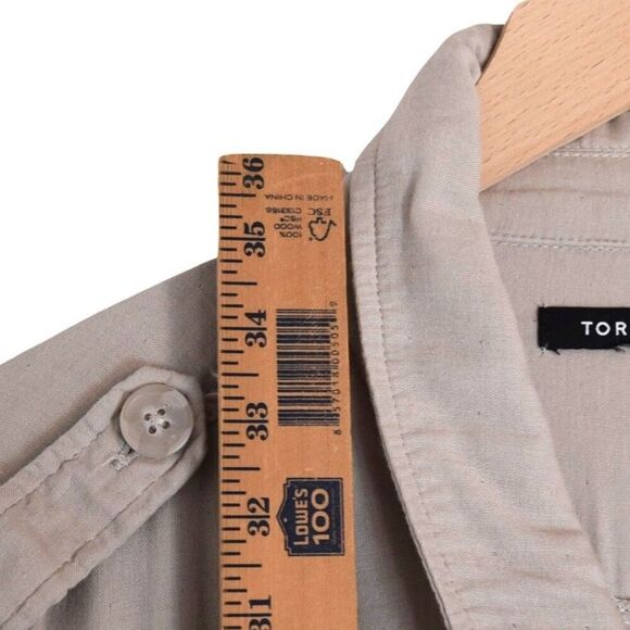 Torrid Fits Sz 3 Utility Jacket Beige Safari Oversized Button Front Cinched - Picture 5 of 7